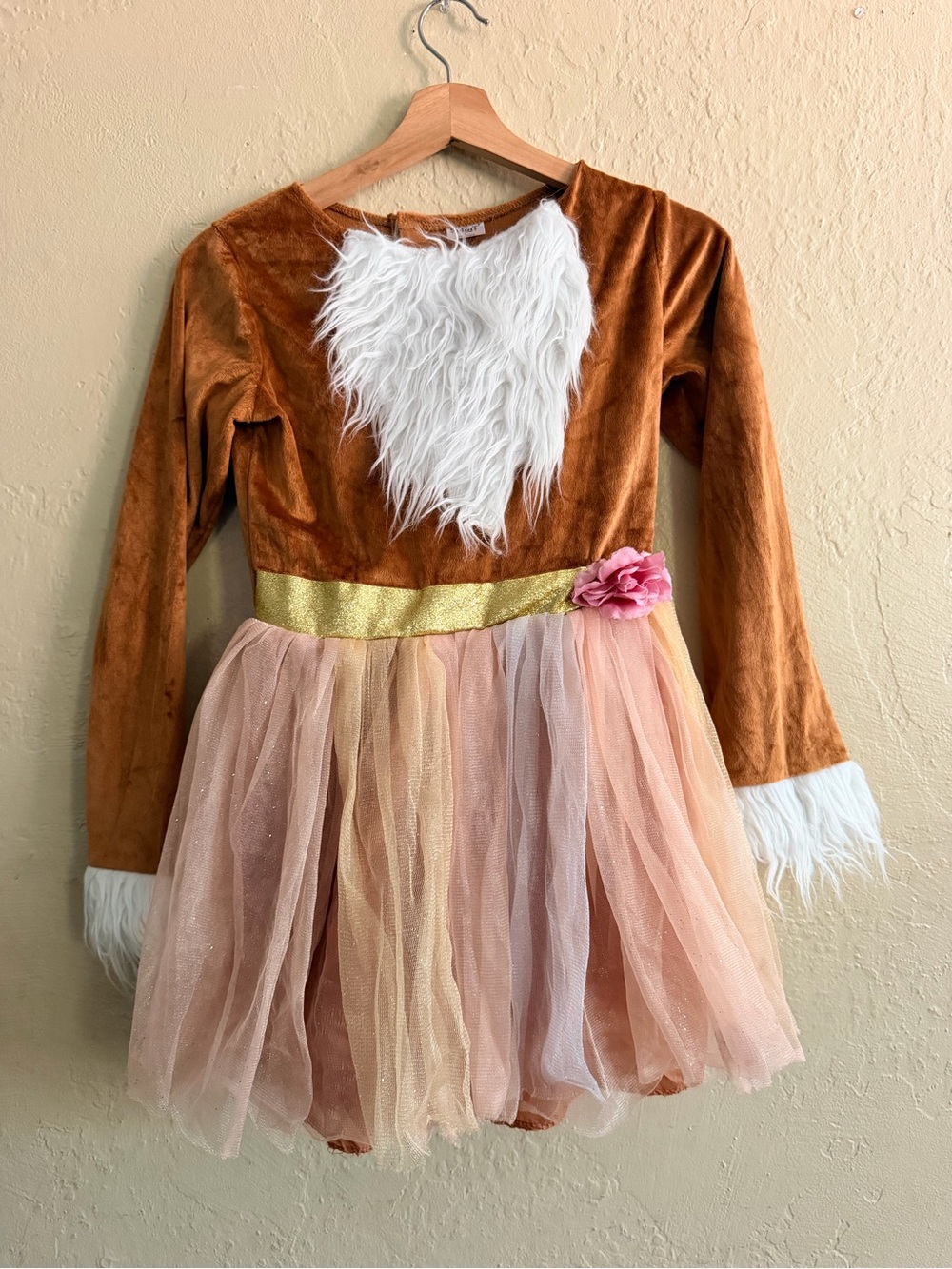 Spirit Brown and Pink Tulle Fuzzy Deer Waistband Costume Dress